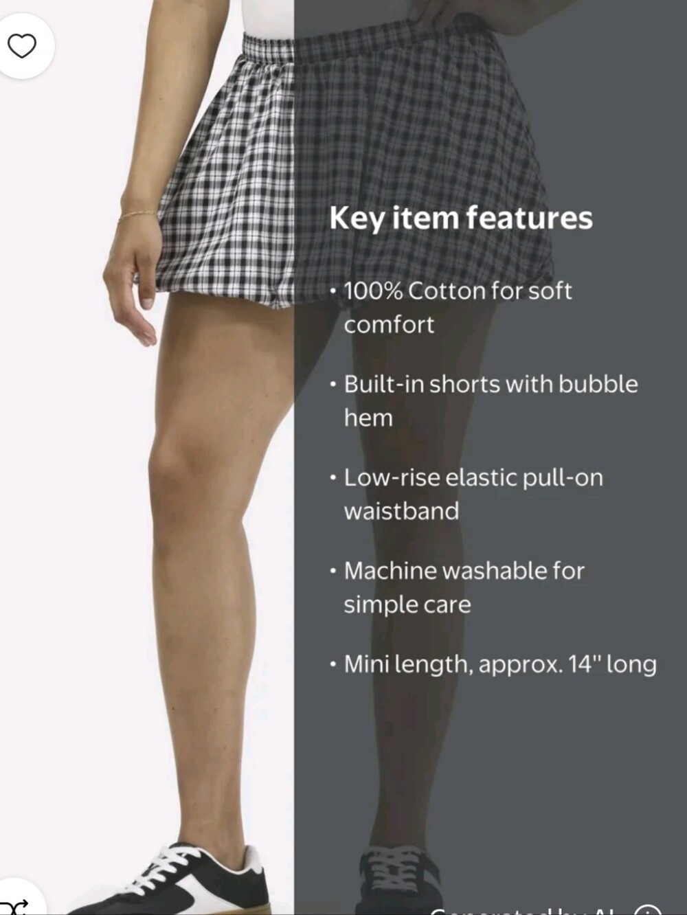 Bubble Skort Black & White Plaid NWT Size S - Picture 5 of 11